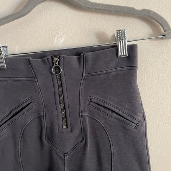Express Women XXS Gray Ponte Grunge Biker High Waist Zip Front Moto Leggings NWT - Picture 6 of 12
